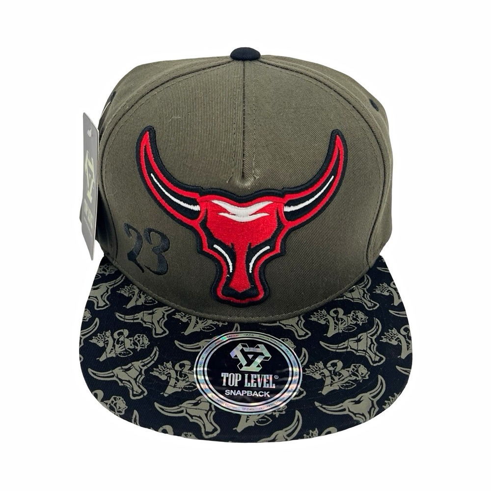 Top Level Chicago Bulls MLB Baseball Snapback Hat Green/Black/Red One Size